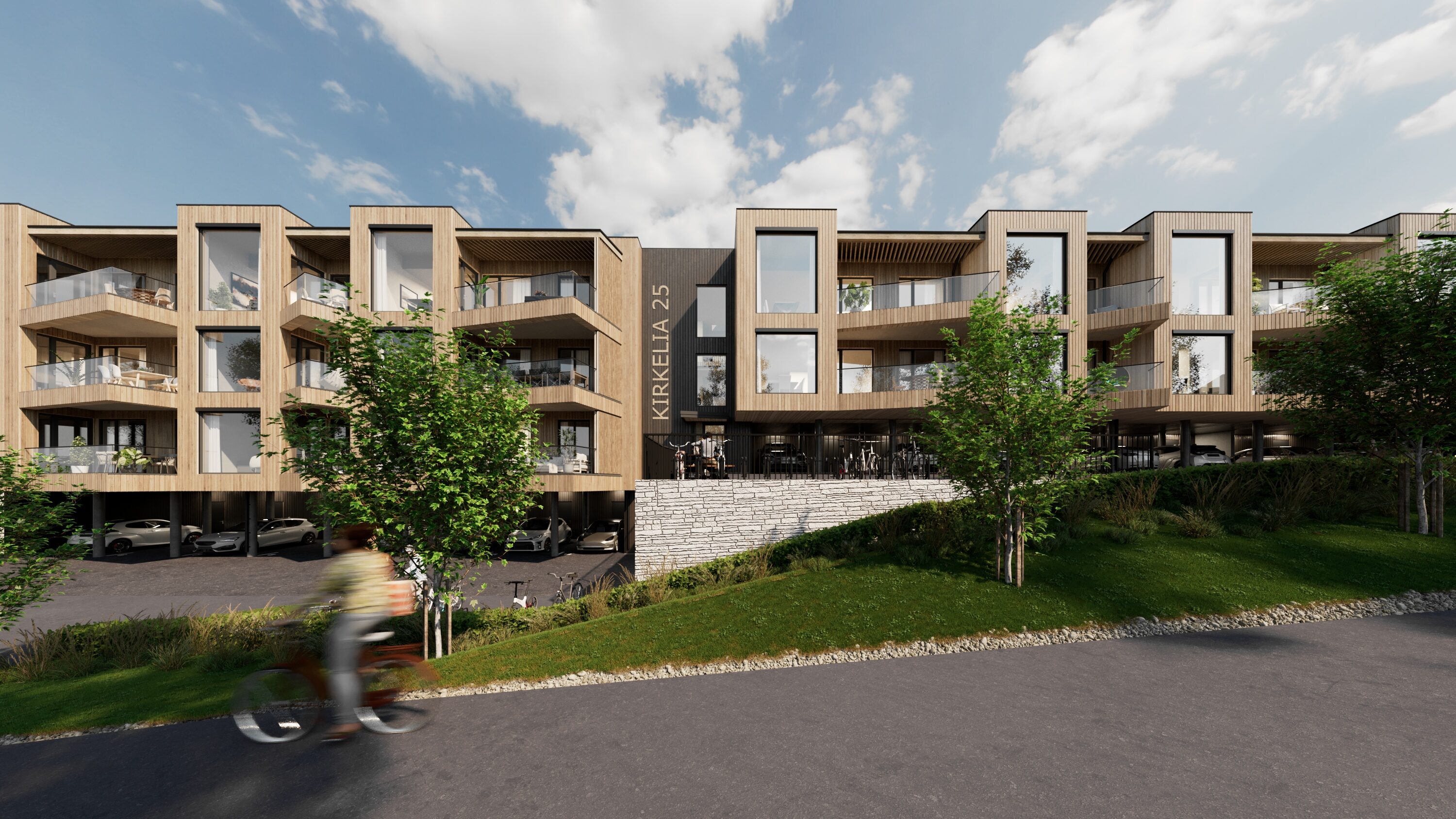 Kirkelia 25 — fotorealistisk fasadevisualisering av eksklusiv norsk enebolig i Oslo